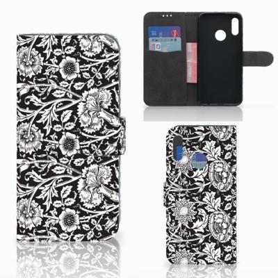 Honor 10 Lite Hoesje Black Flowers Honor 10 Lite Hoesje Black Flowers