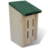 The Living Store Vlinderkasten - Hout - 14 x 15 x 22 cm - Natuurlijke houtkleur - Groen dak