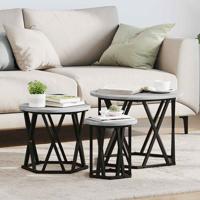 Nestbare Bijzettafel 3 pcs Grijs sonoma 53 x 53 x 40 cm