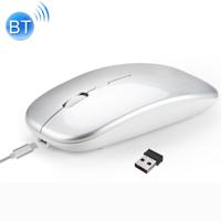 HXSJ M90 2.4 GHz ultradunne Mute oplaadbare dual-mode draadloze Bluetooth Notebook PC Mouse (zilver)