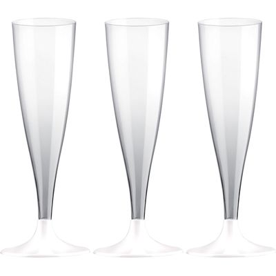 Champagneglazen - 10x - plastic - 140 ml - wit - herbruikbaar