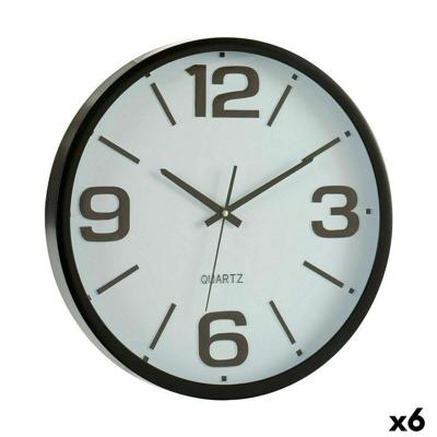 Muurklok Gift Decor Wit Zwart Kristal Plastic 40 x 40 x 5 cm 40 x 5 x 40 cm (6 Stuks)