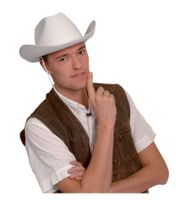 4x stuks witte verkleed cowboyhoed vilt