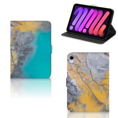 iPad Mini 6 (2021) Leuk Tablet hoesje Marble Blue Gold