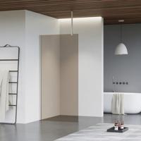 Fortifura Galeria inloopdouche - 40x200cm - rookglas - plafondarm - Geborsteld RVS PVD (RVS) SW797934/SW797908/SW804544