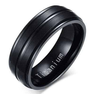 Titanium heren ring Zwart 8mm