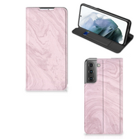 Samsung Galaxy S21 FE Standcase Marble Pink - Origineel Cadeau Vriendin