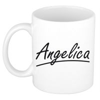 Naam cadeau mok / beker Angelica met sierlijke letters 300 ml - thumbnail