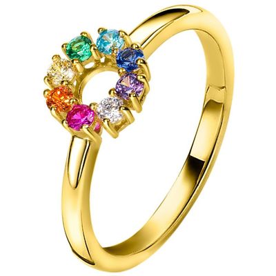 Zinzi ZIR2172 Ring Regenboog zilver-kleursteen goudkleurig-meerkleurig