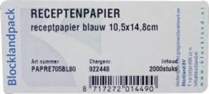 Receptpapier blauw 105 x 148mm