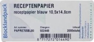 Receptpapier blauw 105 x 148mm