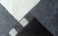 Badmat 60x90 cm zwart/wit/grijs geblokt