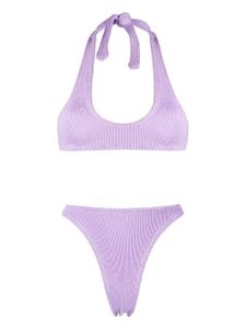 Reina Olga bikini Pilou en seersucker à dos-nu - Violet