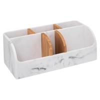 Make-up badkamer sorteer organizer - 6 compartimenten bakje - wit - 25 x 12 x 10 cm