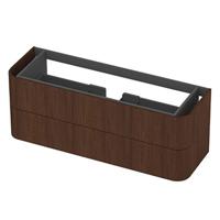 INK - Afgeronde Onderkast Fineer 2 Laden Softclose Tbv Grepen - 1400x450x520 Mm - Shadow Veneer