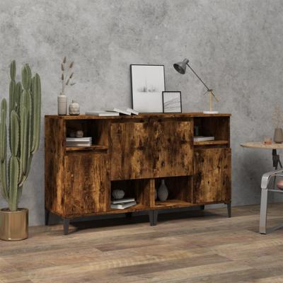 Dressoirs 2 st 60x35x70 cm bewerkt hout gerookt eikenkleurig