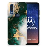 TPU Siliconen Hoesje voor Motorola One Vision Marmer Groen