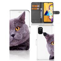 Samsung Galaxy M21 | M30s | Telefoonhoesje | Met pasjeshouder | Kat