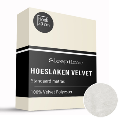 Hoeslaken - Velvet - Crème - 160x200cm - Crème - Sleeptime - Dekbed-Discounter.nl