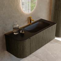 Badmeubel Mondiaz Kurve | 115 cm cm | Meubelkleur Shadow | Wastafelkleur Urban | Solid surface | Wasbak rechter zijde spoelbak | 1 kraangat