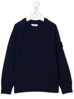 Stone Island Junior pull en maille à patch logo - Bleu