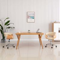 Kantoorstoel draaibaar gebogen hout en kunstleer crme - thumbnail