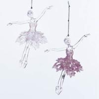 Ballet Girl Acrylic Pink & White 6 Inch - Kurt s adler