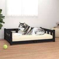 VidaXL Hondenmand 105,5x75,5x28 cm massief grenenhout zwart