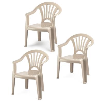 Trendoz Kinderstoel van kunststof - 3x - beige - 35 x 28 x 50 cm - tuin/camping/slaapkamer