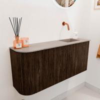 Toiletmeubel Mondiaz Joya Dlux | 91.6 cm | Meubelkleur Walnut | Faye wastafel Saba Wasbak Rechts | Zonder kraangat(en)