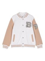 Brunello Cucinelli Kids veste rayée à patch logo - Blanc - thumbnail