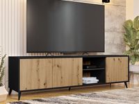 Tv-meubel OVERMARS 3 deuren zwart/artisan eik