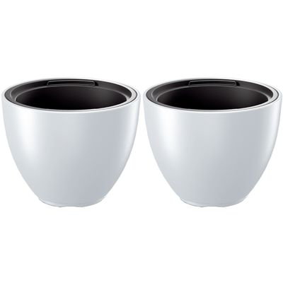 Plantenpot/bloempot Sevilla - 2x - buiten/binnen - kunststof - wit - D39 x H30 cm