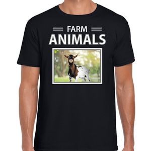 Geiten t-shirt met dieren foto farm animals zwart voor heren