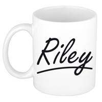 Riley Naam koffiemok - beker - met sierlijke letters - wit - 300 ml - Cadeau - Dames