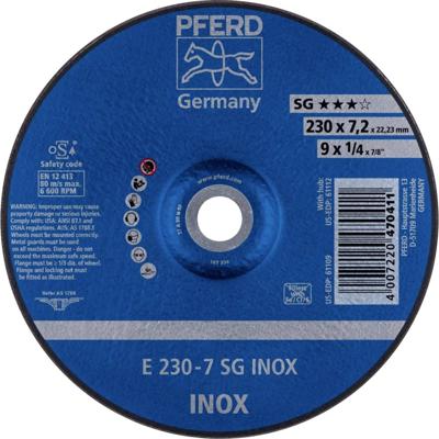 PFERD TOOLS 62223632 E 230-7 SG INOX Afbraamschijf gebogen Diameter 230 mm Boordiameter 22.23 mm RVS 10 stuk(s)