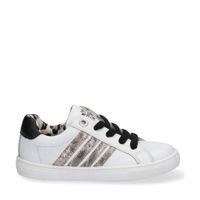 Braqeez Lesley Louwies leren sneakers met panterprint wit - thumbnail