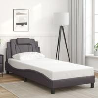 Bedframe met hoofdbord kunstleer grijs 90x190 cm