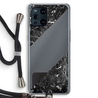 Zwart marmer: Oppo Find X3 Transparant Hoesje met koord Zwart marmer: Oppo Find X3 Transparant Hoesje met koord
