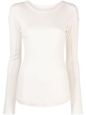 Helmut Lang haut nervurée à col rond - Blanc