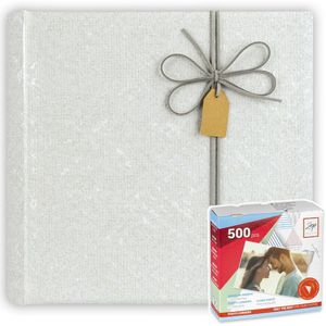 Luxe fotoboek/fotoalbum Victoria met 50 paginas wit 32 x 32 x 5 cm inclusief plakkers