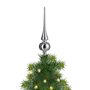 Kerst piek - zilver - 26 cm - glas - glans - kerstboom pieken