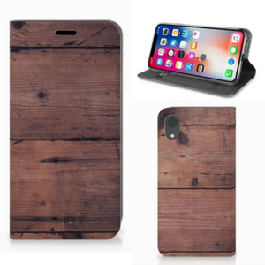 Apple iPhone Xr Book Wallet Case Old Wood