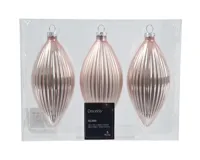 Decoris kerstornament glas olijf 3st Poederroze 13cm