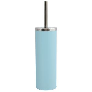Toiletborstel in houder/wc-borstel - metaal - turquoise blauw - 38 x 9 cm