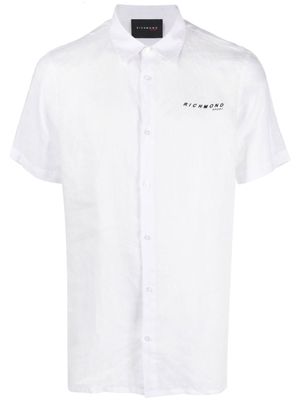 John Richmond chemise en lin à manches courtes - Blanc