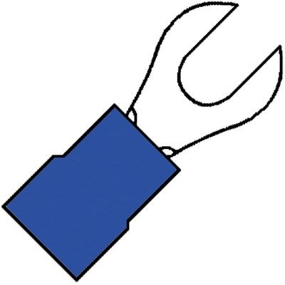 Geïsoleerde 1/2rond Vorkkabelschoen M5 voor draad 1,5-2,5 mm 100 stuks klemko 100720