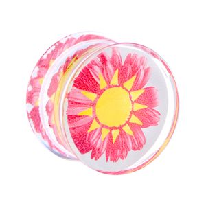 Double Flared Plug met bloemendesign Acryl Tunnels & Plugs