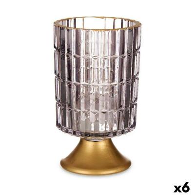 Led-lantaarn Gift Decor L1118BMMS-S L1118BMMS-S Grijs Gouden Glas 10,7 x 18 x 10,7 cm (6 Stuks)