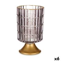Led-lantaarn Gift Decor L1118BMMS-S L1118BMMS-S Grijs Gouden Glas 10,7 x 18 x 10,7 cm (6 Stuks)